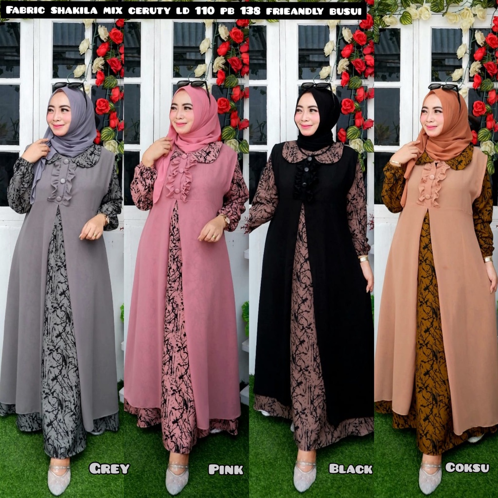Gamis fabric shakila mix ceruty 2 in 1 premium