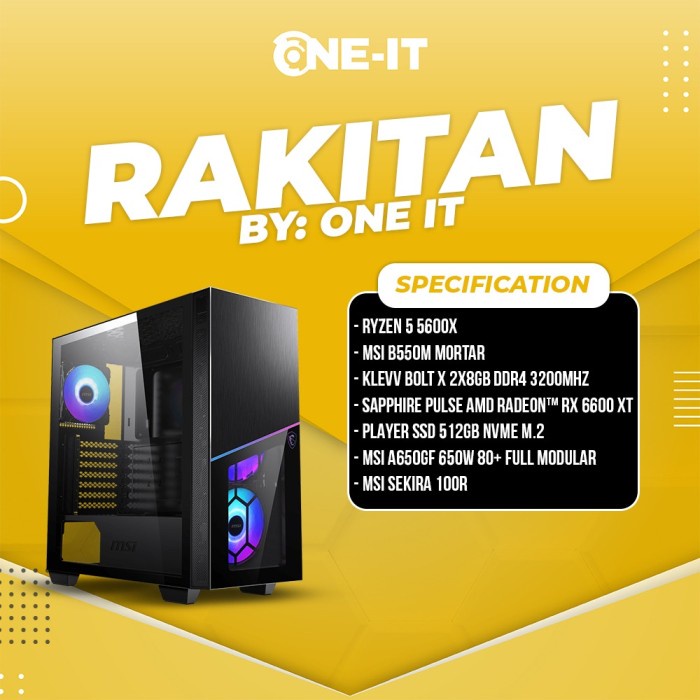 PC Rakitan Ryzen 5 5600X | RX 6600 XT | RAM 16 GB 3200Mhz | SSD 512 GB