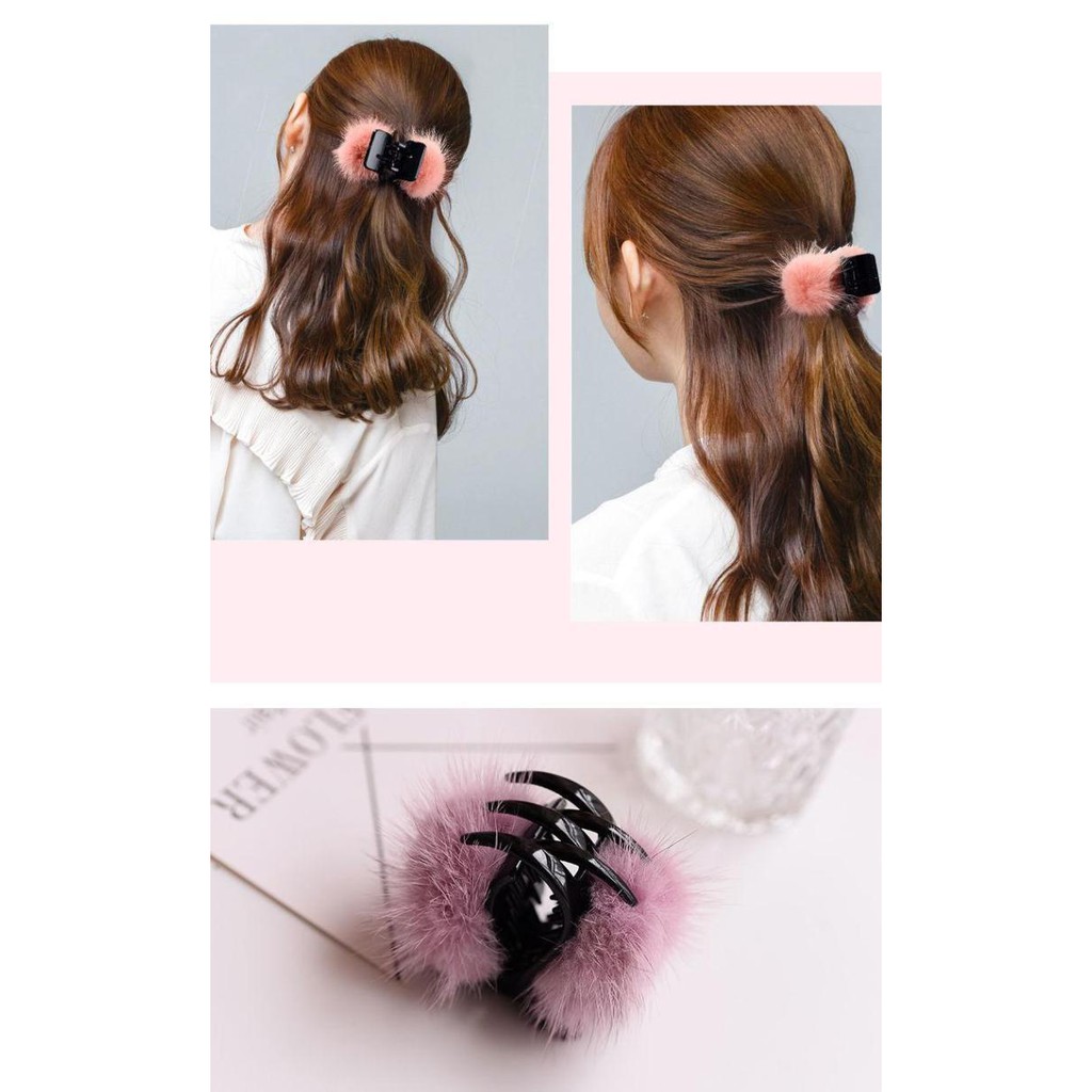 Jepit rambut pom pom  korea jedai wanita original import mode terbaru