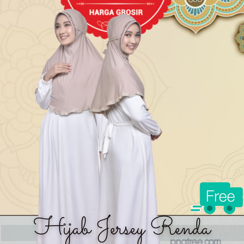 Jilbab [GROSIR] Hijab Instan Jersey Renda Terbaru Khimar Rempel Jumbo Kerudung Bordir Termurah