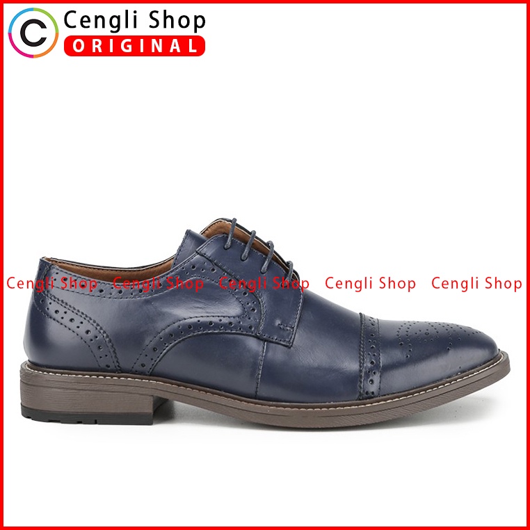 SEPATU FORMAL JIM JOKER PRIA ORIGINAL PANTOFEL KULIT BIRU NAVY JJ09