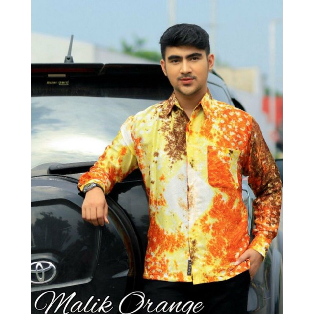 BATIK KODE MALIK ORANGE | LONTARA | Kemeja Batik Pria By BATIK LANANG - Kemeja Pria Lengan Panjang