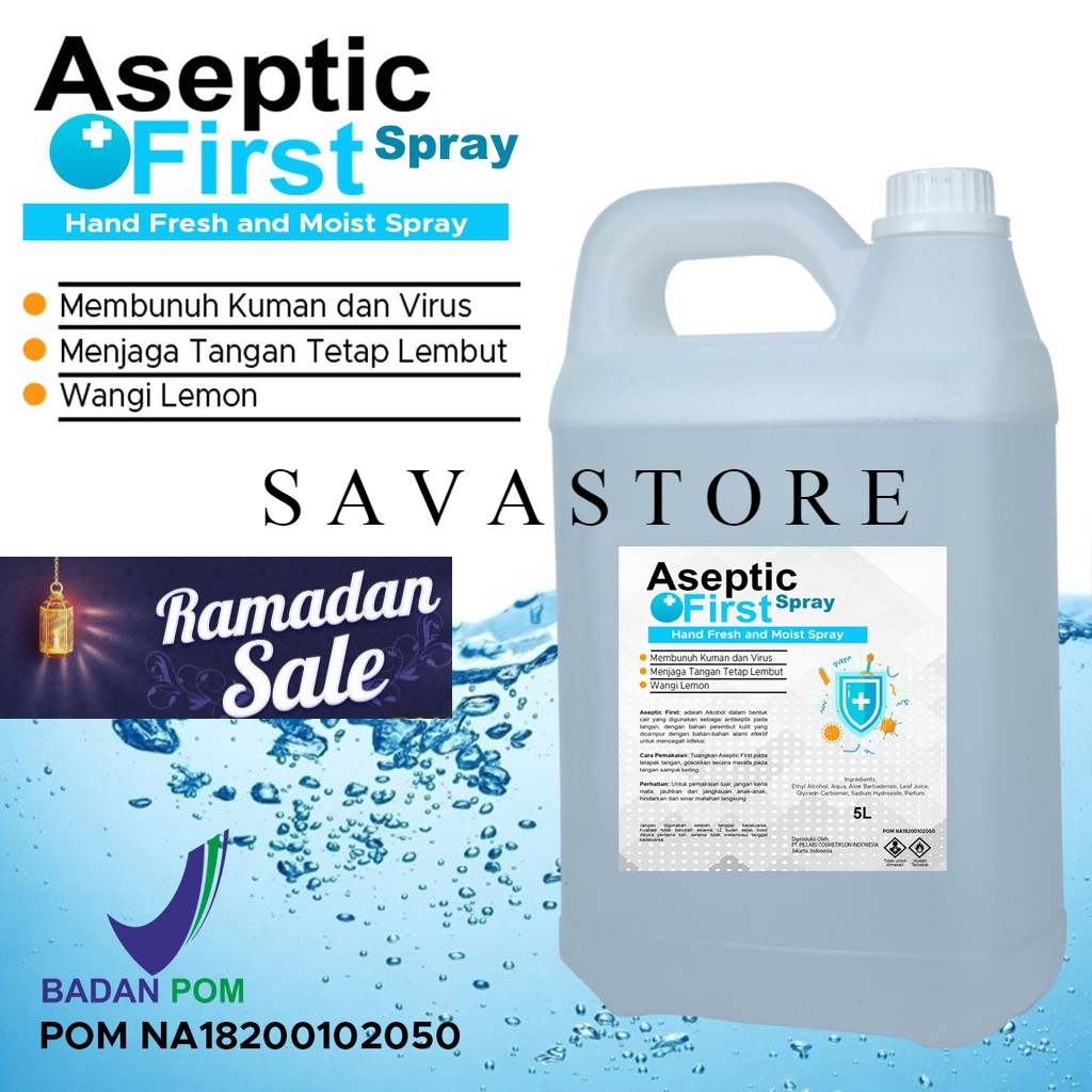 HAND SANITIZER CAIR 5 LITER ASEPTIC FIRST HANDSANITIZER FRESH AND MOIST - ECER GROSIR