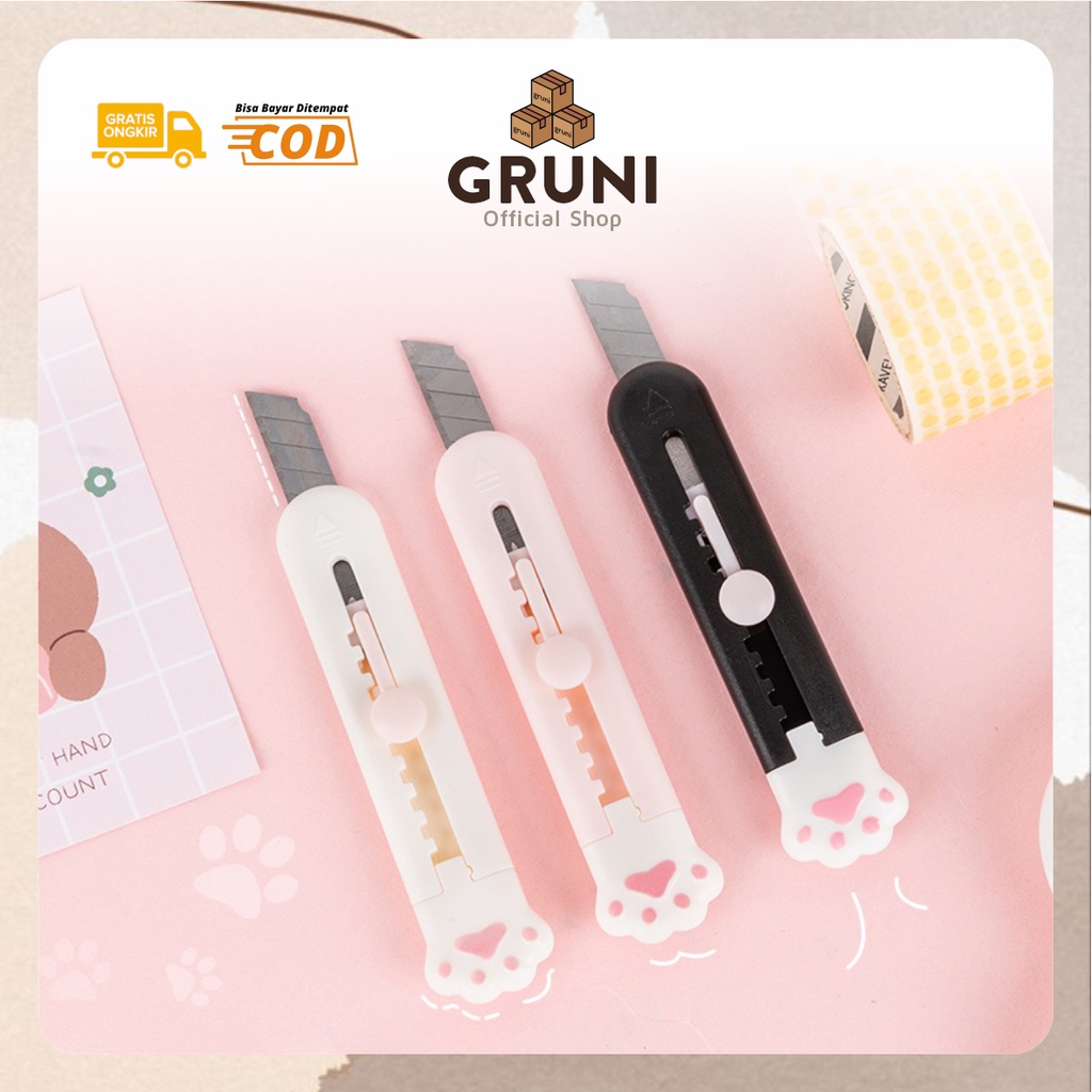 

GRUNI ST0008 Cutter Mini Cat Paw Cutter Lucu Viral Kekinian Alat Pemotong Kertas Lucu Unik Cutter Pink Murah