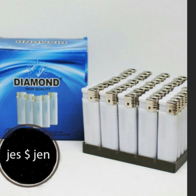 Korek Gas Magnet Putih Polos Diamond 50pcs