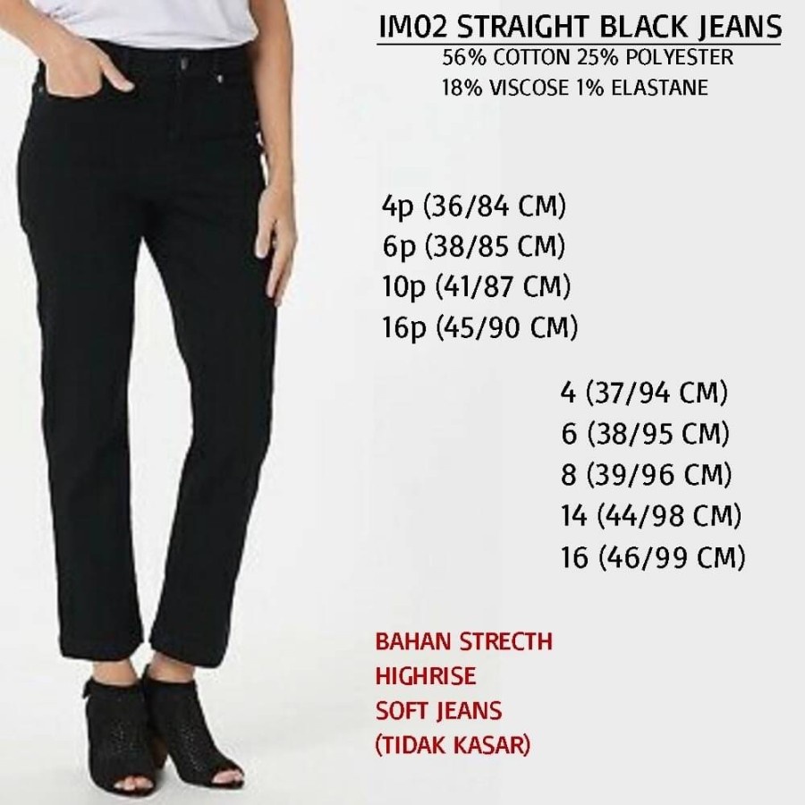 Celana Jeans Wanita Murah Isaac Mizrahi Live 02 Straight Black/ Grey