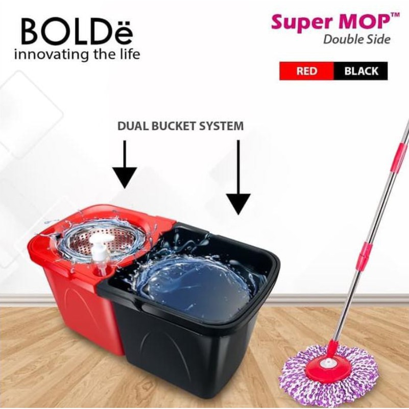 BOLDe Alat Pel Putar Pembersih Lantai BOLDe Super Mop DOUBLE SIDE / Black Adam Edition