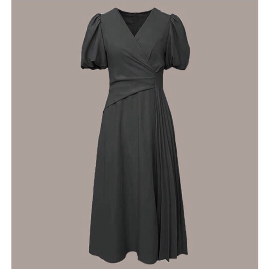 OFFICE LOOK STYLE MIDI DRESS PREMIUM POLYESTER IMPORT BKK FASHION