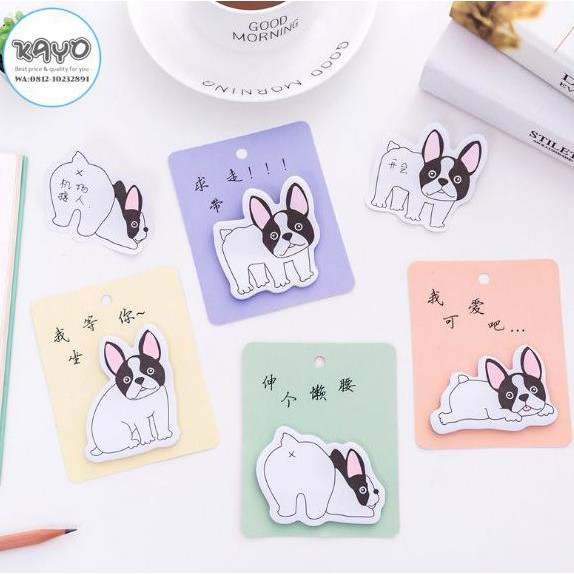

memo tulis motif anjing, memo stick it motif french bulldog, memo lucu