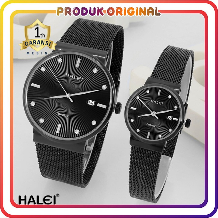 COD JAM TANGAN COUPLE HALEI ORIGINAL 8024 TANGGAL AKTIF WATER RESISTANT STAINLES STEEL