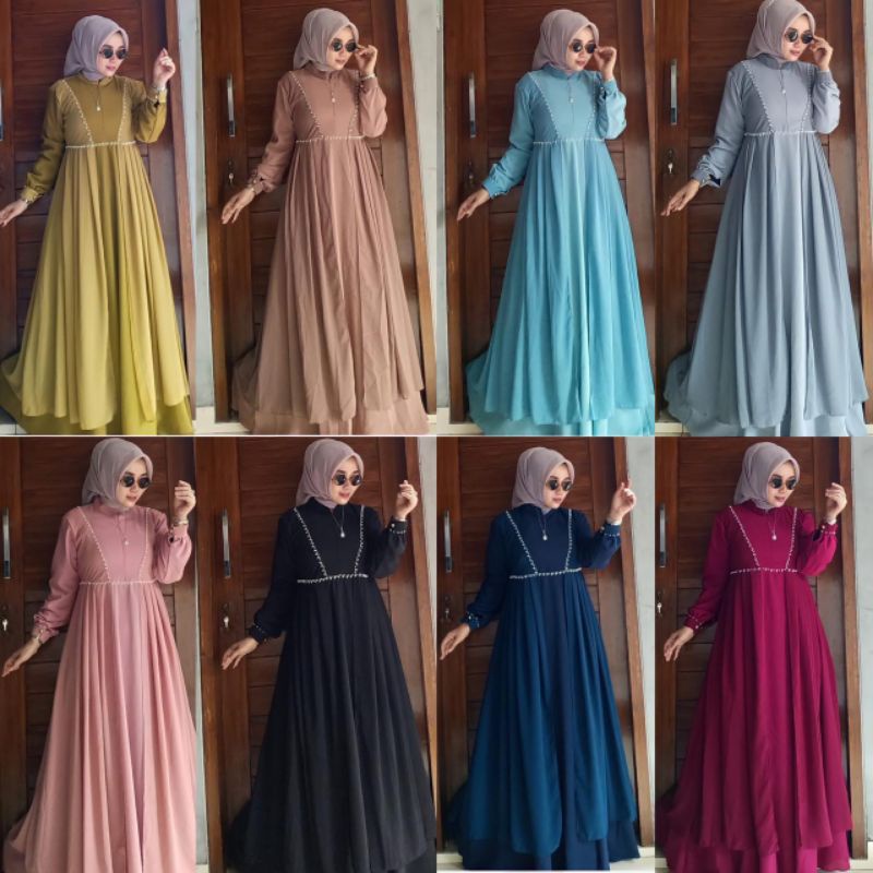 Nabila V-2 ori by Alhaya/gamis pesta/gamis mewah/gamis murce/gamis Alhaya/paling best seller