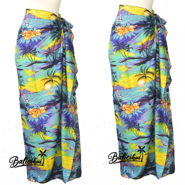 Balicihui Kain Pantai Motif Sunset Sarung Pantai Bali Printing Motif Sunset Rumbai dan Tanpa Rumbai