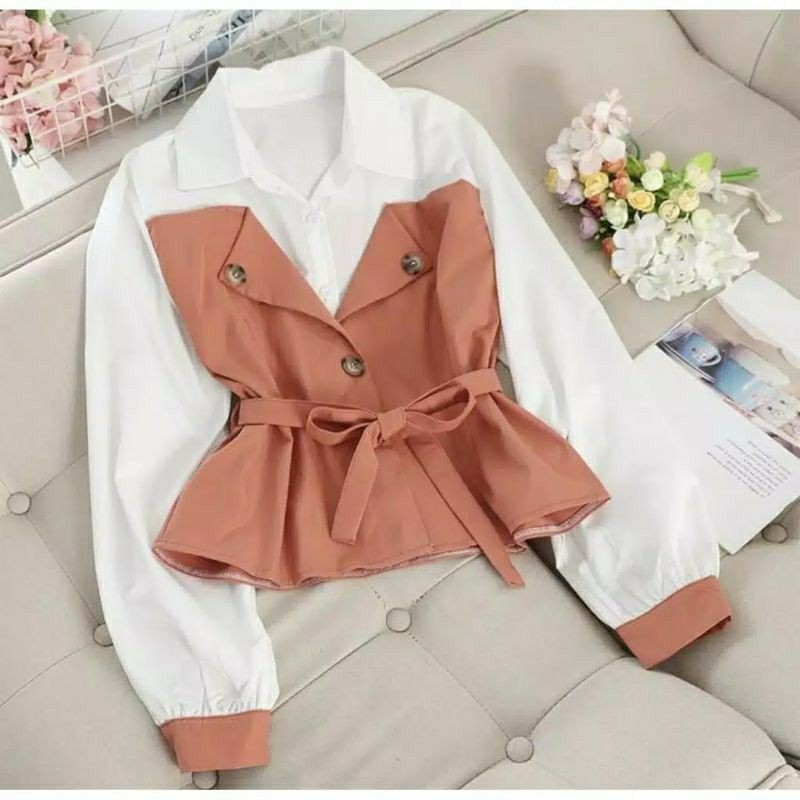 PC - Kemeja Monicron / Casual Style / Kemeja Wanita Terkini / virahomesho Terbaru / Korean Style