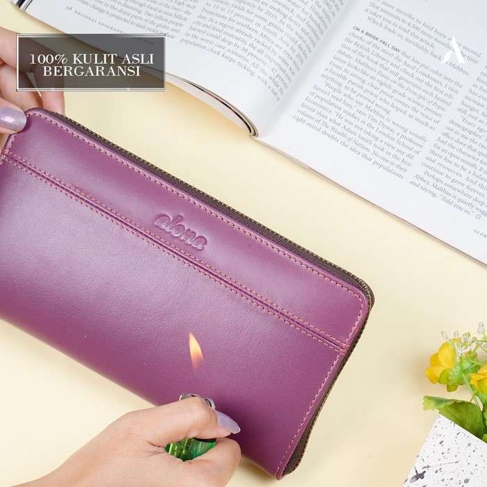 Dompet Panjang Kulit Wanita Branded Alona Fiorra Leather Wallet Bahan 100% Kulit Sapi Asli Original Premium Cewek Terbaru