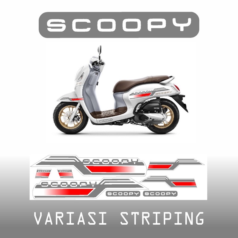 STICKER STRIPING LIS BODY SCOOPY VARIASI PUTIH MERAH 12