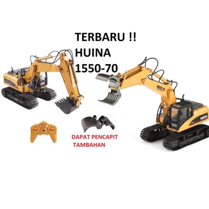 Huina 1550 15 channel Excavator with metal shovel RC Alat Berat - Huina 1550-70