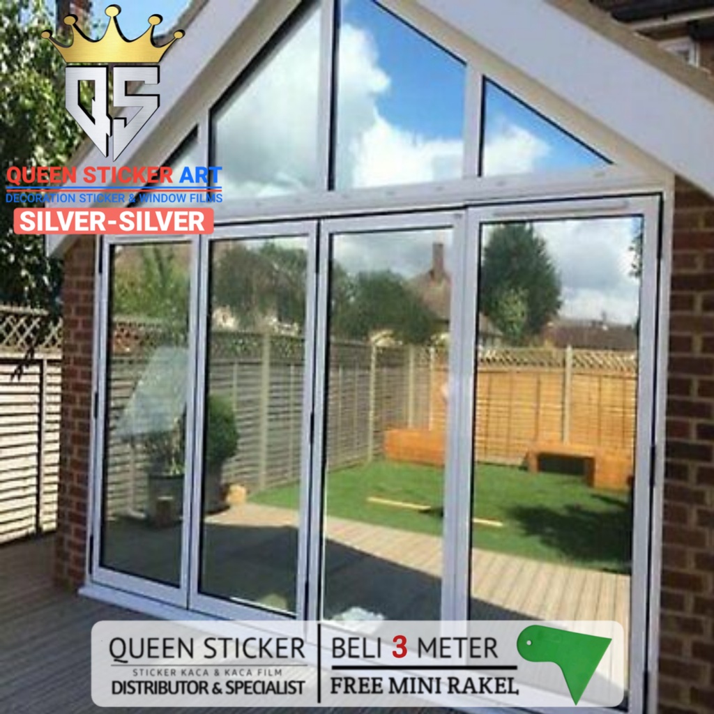 Stiker Kaca Film Jendela Rumah Sparta One Way Cermin Silver Silver Bahan Meteran