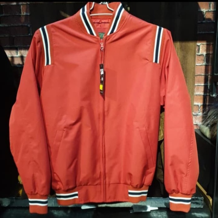 Promo Dicken's Trimmed Varsity Jacket Merah - Merah Limited
