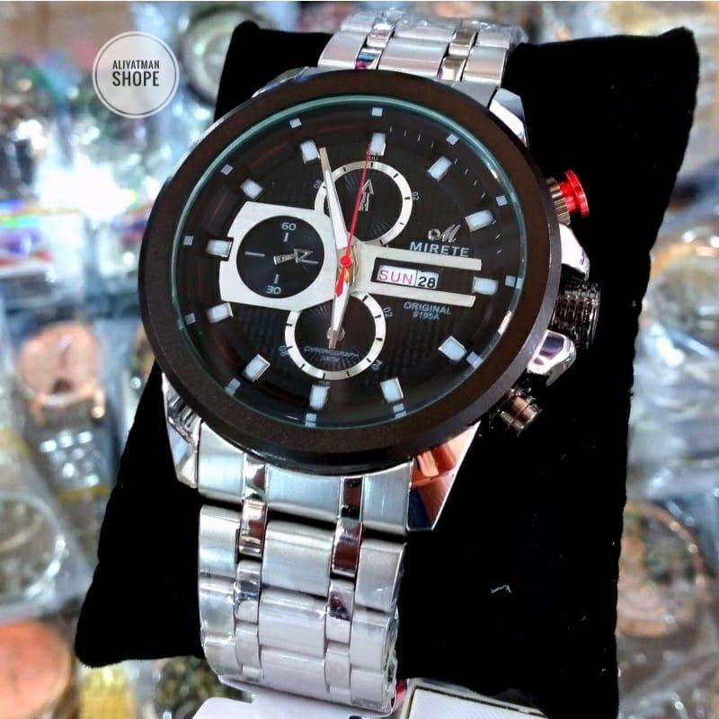 Jam Tangan Anti Air Promo!!! Jam tangan pria mirete terlaris Water resistant || free box Exclusive || jam tangan pria mirete original strap stainliss anti karat || tanggal hari aktif model fashion pria/cowok bayar di tempat
