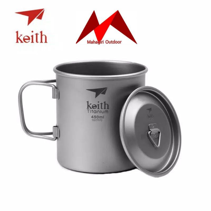 Keith titanium Ti3204 450ml mug with folding gelas cangkir Ultralight