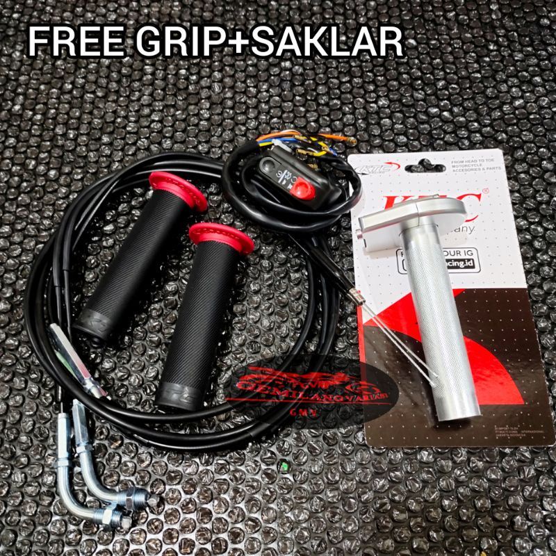 Gas Spontan 2 Kabel KTC Free Grip + Saklar Kanan Domino, Gass Pontan Matic Ktc kytaco Original Thailand + Saklar, Gas  Sepontan KTC Motor Nmax, Beat, Vario 125-150 New Old, Nmax 2020, AEROX, Vixion, Ninja 150 RR-R, CBR150R