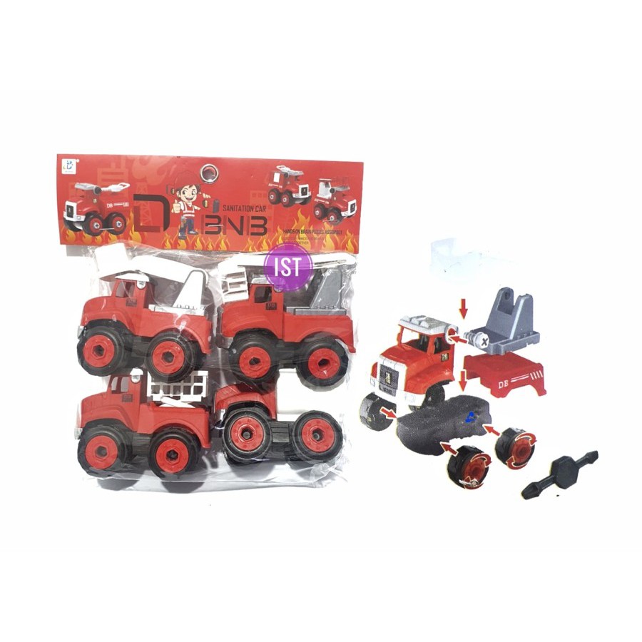 MWN.TOYS Mainan Bongkar Pasang Mobil Pemadam Vehicle DBNB 4 pcs No DB6066-9