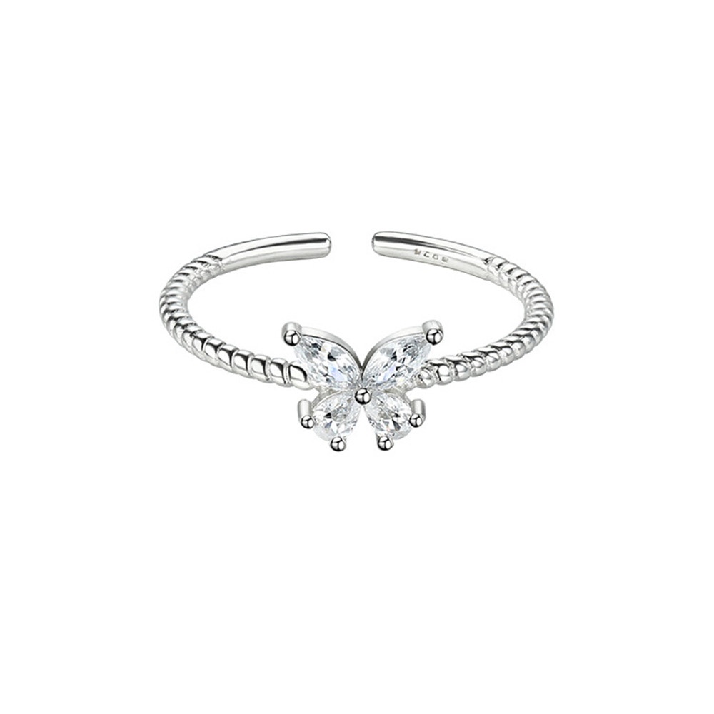 1pc Cincin Model Terbuka Desain Kupu-Kupu Hias Berlian Untuk Wanita