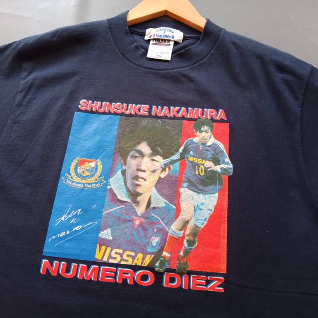 Tshirt Bola Vintage Yokohama marinos jepang Shunsuke Nakamura Numero