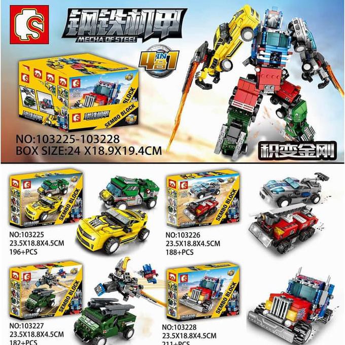 LEGO BRICK SEMBO BLOCK 4 IN 1 MECHA OF STEEL 103225 - 103228 SNI