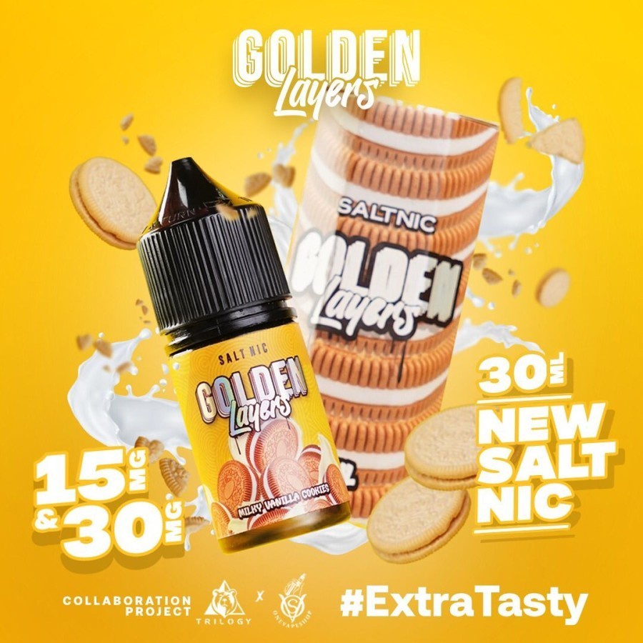 GOLDEN LAYERS 30ML 15MG &amp; 30MG LIQUID GOLDEN LAYERS SALTNIC AUTHENTIC