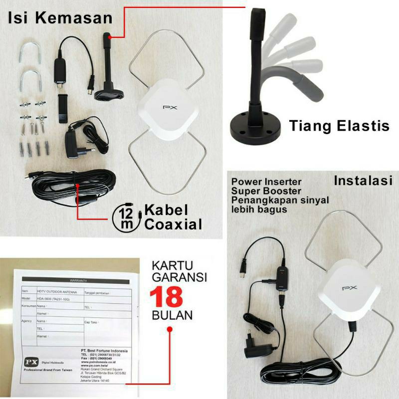 Antena TV Digital 2 Fungsi Indoor Outdoor PX HDA 5600 - BOOSTER ANTENA