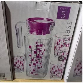 Teko Set Kim Glass 5pcs 1pitcher 4gelas Sesuai Gambar