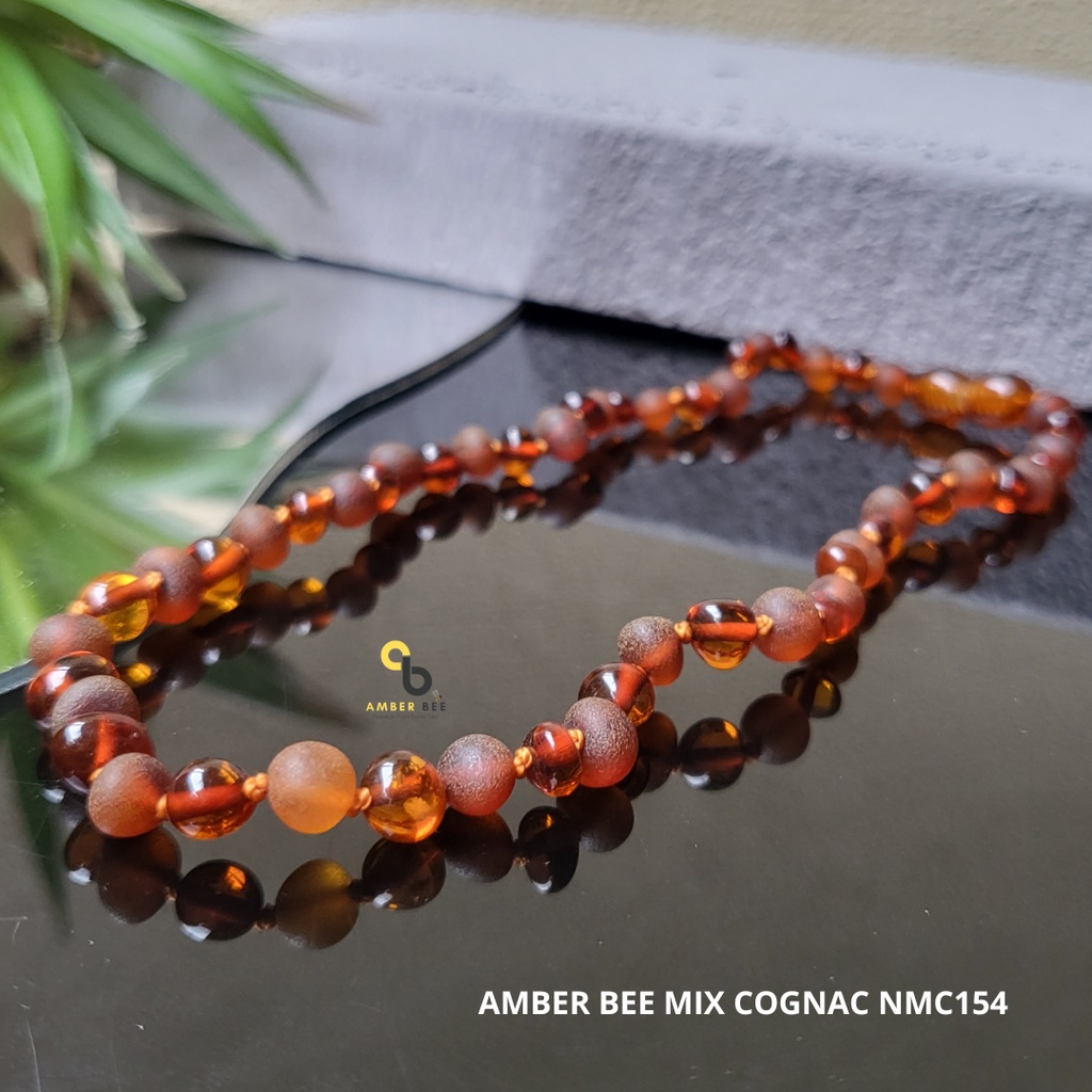 Kalung Amber Pereda Nyeri Tumbuh Gigi Bayi dan Anak Premium Mix Combine Cognac NGMC154 By Amber Bee