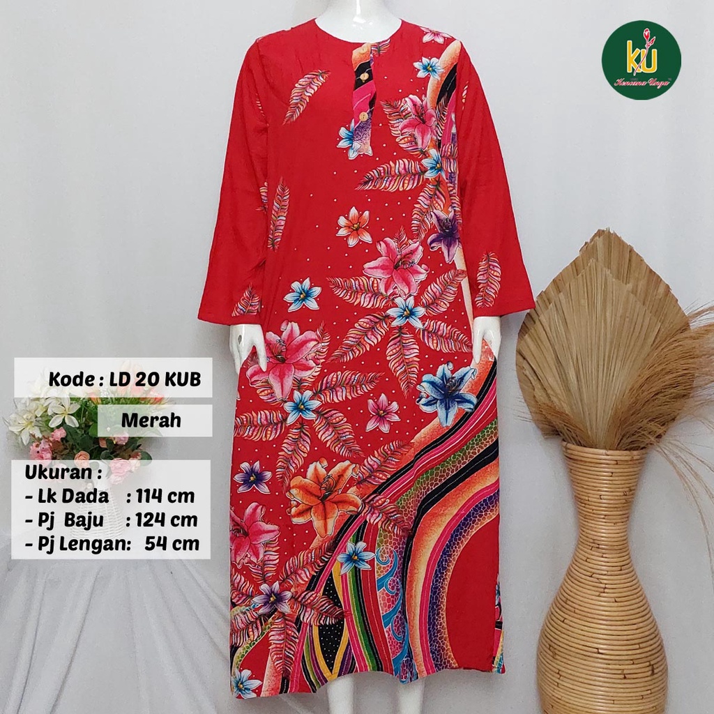COD LD 20 KUB | DASTER PANJANG KENCANA UNGU ASLI LABEL BIRU | LongDress Wanita Lengan Panjang Busui ini-Merah G