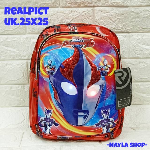 TAS RANSEL ANAK LAKI ULTRAMAN LED BISA NYALA