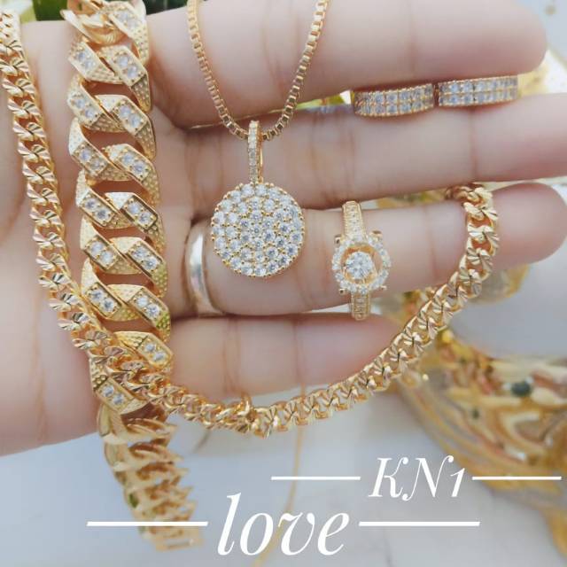 Xuping set perhiasan lapis emas 24k 1818