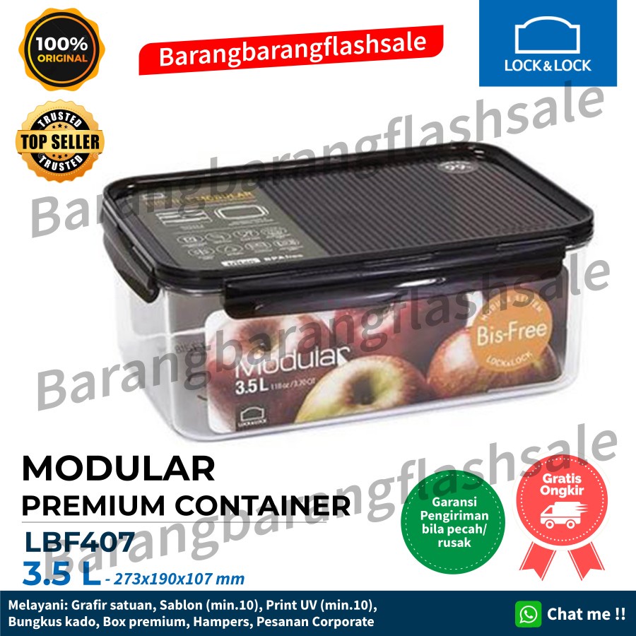 Lock n Lock Bisfree Modular Food Container 3.5L LBF407 Wadah Makanan Lock n Lock