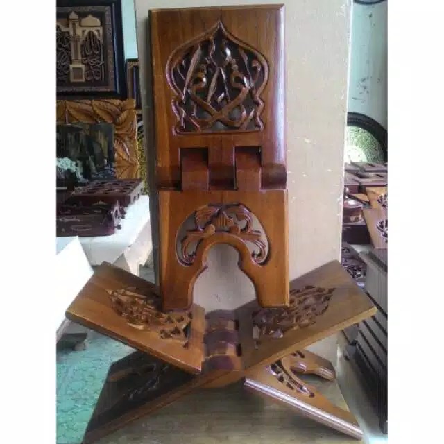 rekal rekal alquran meja quran tempat alquran dudukan alquran iqro kayu jati  alas baca alquran