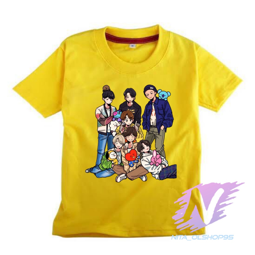 kaos anak kpop animasi kartun BTS