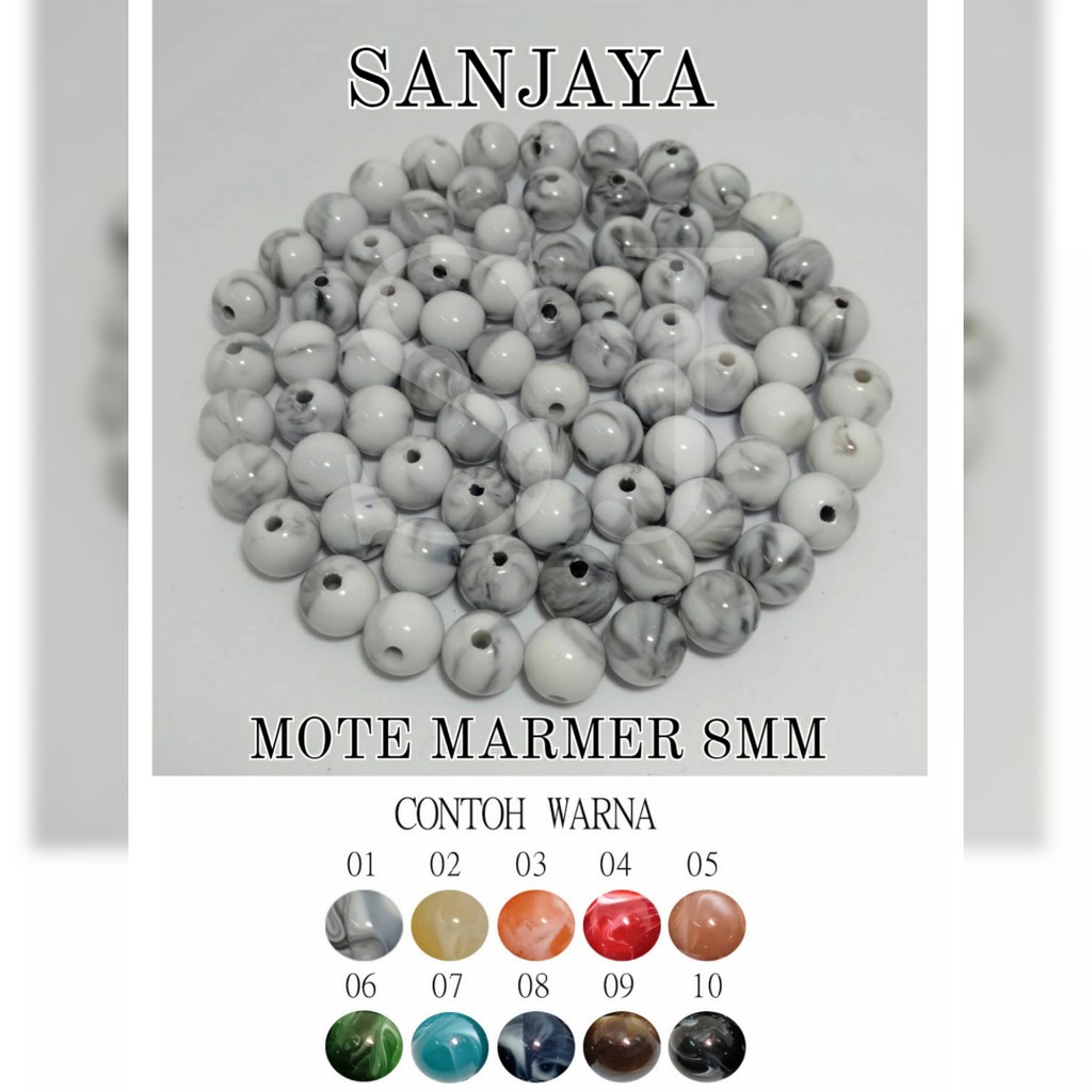 Mote Marmer / Manik Motif Marmer / Manik Corak Marmer Bulat / Manik Marmer Bulat / Mote Marmer 8mm