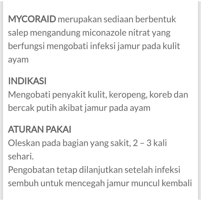 MYCORAID salep koreb jamur ayam mycoraid-medion