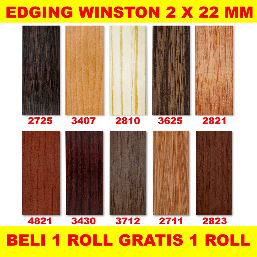 TERMURAH PROMO EDGING HPL WINSTON NO TACO MOTIF URAT KAYU (SOLID COLOUR )