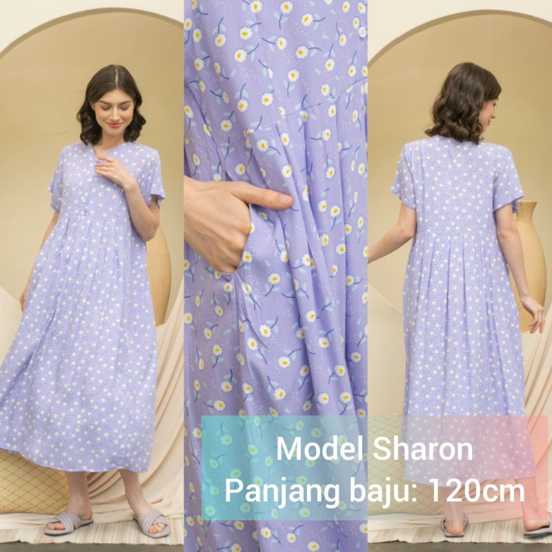 DASTER KHALIFS SLEEPWEAR EXCLUSIVE KHALIF'S ID HOMEWEAR HOMEDRESS RAYON VALENCIA SUPER PREMIUM BUSUI BAJU HAMIL FRIENDLY MIDI NYAMAN GEMES ADEM TERBARU-SHARON Daisy Lilac
