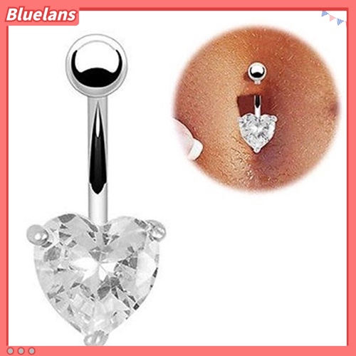 Bluelans Women Navel Belly Ring Rhinestone Button Bar Heart Star Body Piercing Jewelry