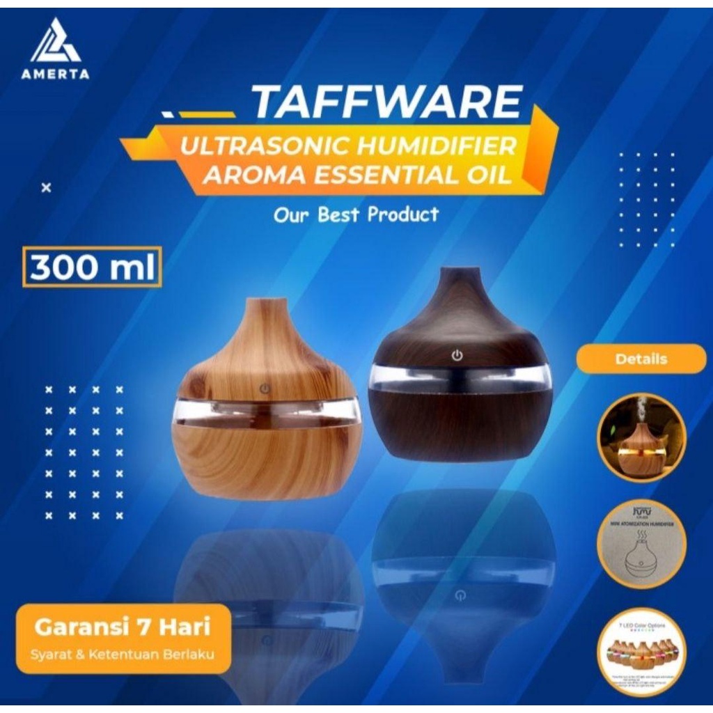 Taffware Ultrasonic Humidifier Aroma Essential Oil Diffuser 300ml