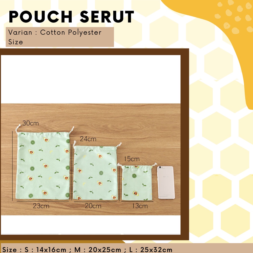 Pouch Serut Cotton / Serbaguna / Souvenir / Eco Friendly / Gift / Motif