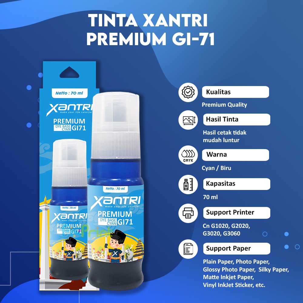 Tinta Canon GI-71 Cyan Compatible Xantri