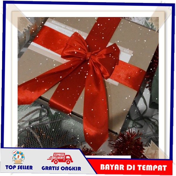 Pita Satin Sakura Besar 1,5 inch Label Pita Jepang Kain Merah Polos List Emas Tali Pita Kado Import