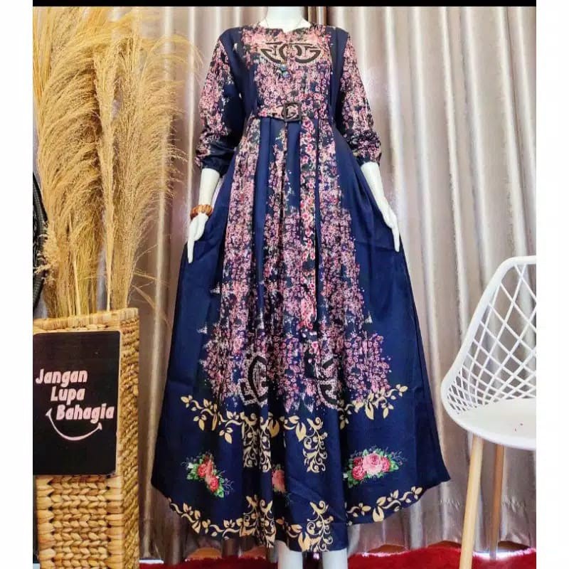 siap kirim Gamis printing sublime Emelda / Dress / Baju Muslim / Pakaian Wanita Model Terbaru