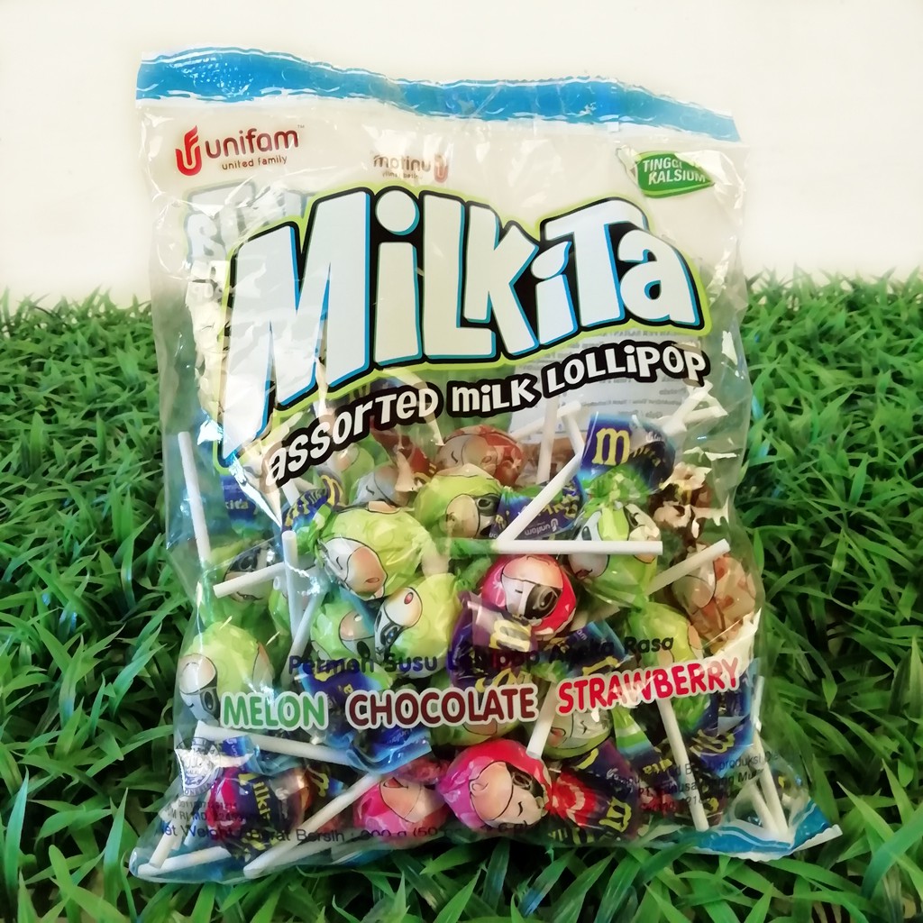 Milkita Lolipop aneka rasa per satuan atau order 50 pcs untuk 1 pak refill. Permen susu lolipop